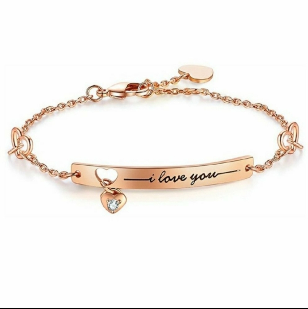 Engraved "l love you" Bracelet w Hanging Pendant NWT